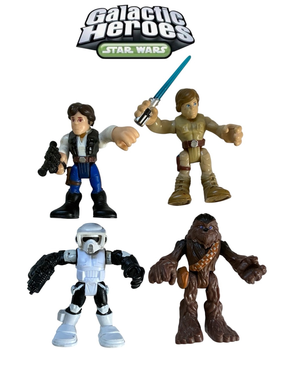 STAR WARS GALACTIC HEROES HAN SOLO LUKE SKYWALKER CHEWBACCA HASBRO PLAYSKOOL